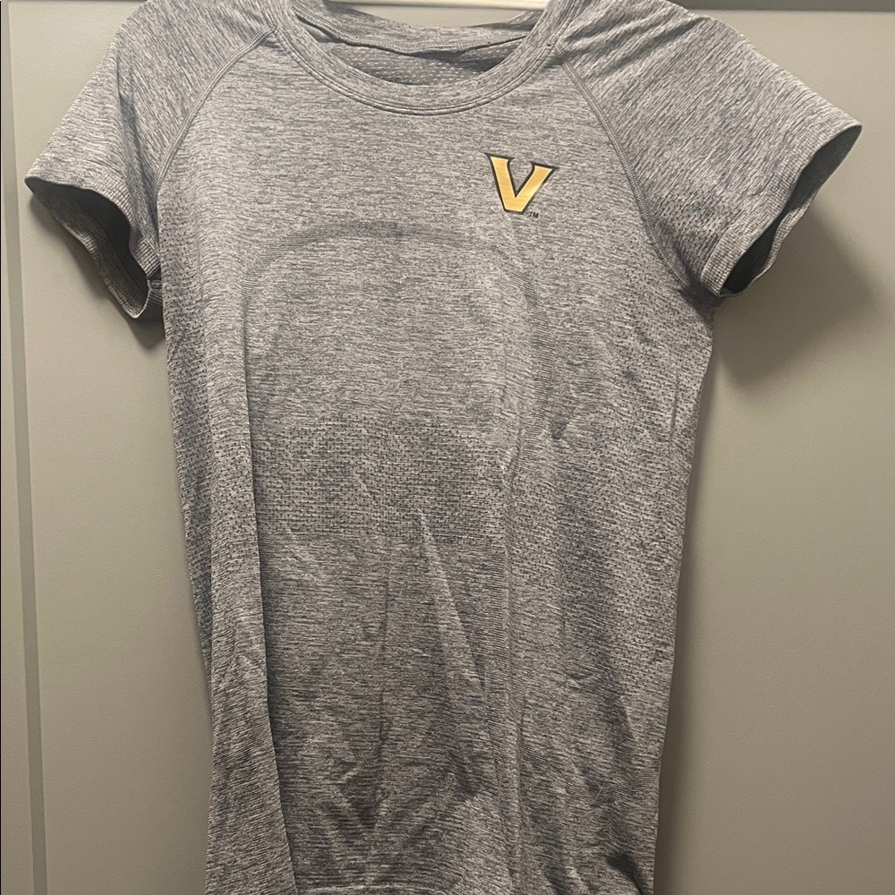 Gray Athletic T-Shirt with Gold Logo